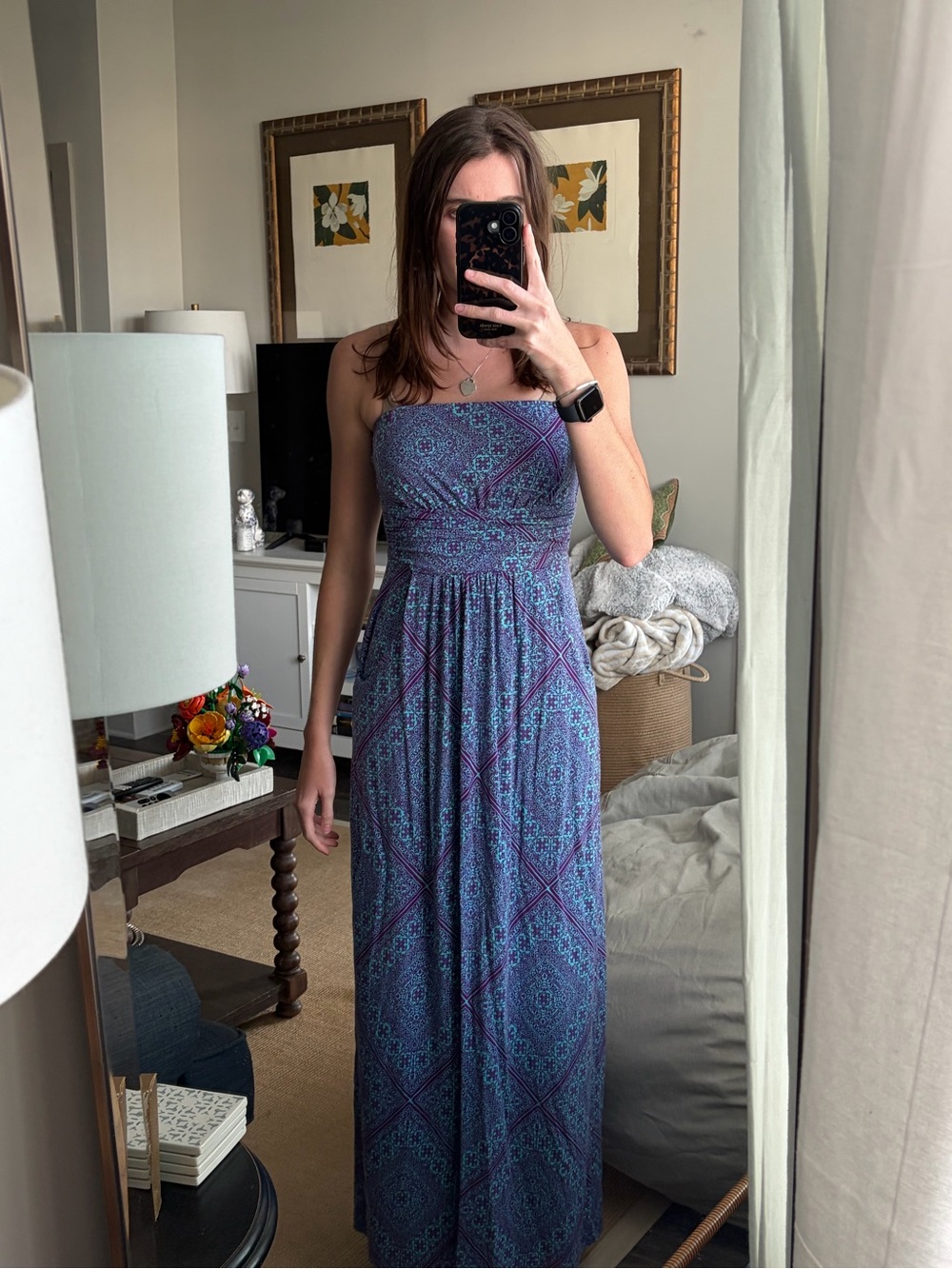 Cynthia Rowley Strapless Blue and Purple Maxi Dress
